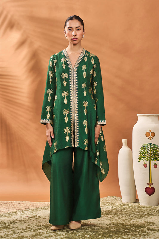 GREEN TRAVELLER'S PALM TUNIC SET