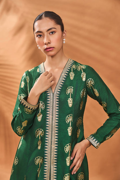 GREEN TRAVELLER'S PALM TUNIC SET