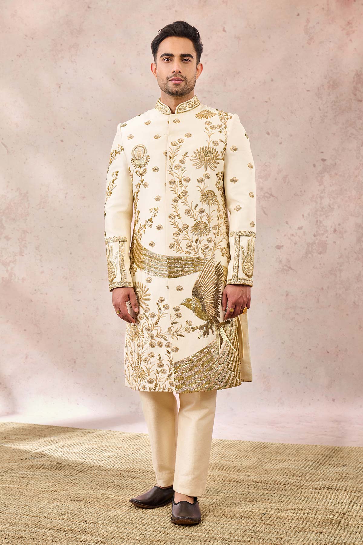 IVORY BAGH E BAHAR SHERWANI SET