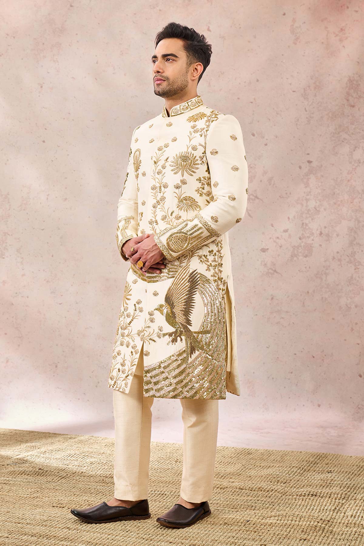 IVORY BAGH E BAHAR SHERWANI SET