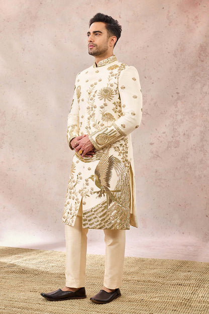 IVORY BAGH E BAHAR SHERWANI SET