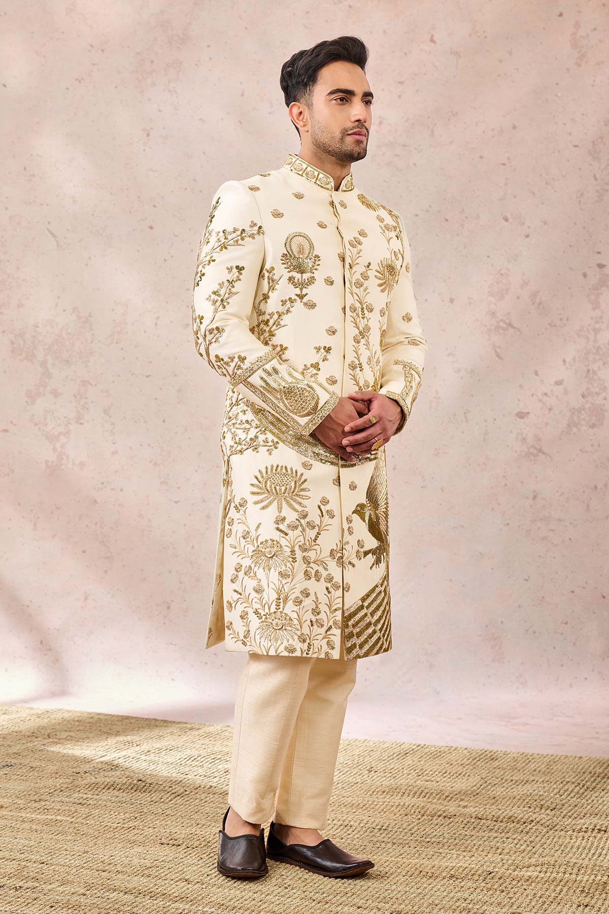 IVORY BAGH E BAHAR SHERWANI SET