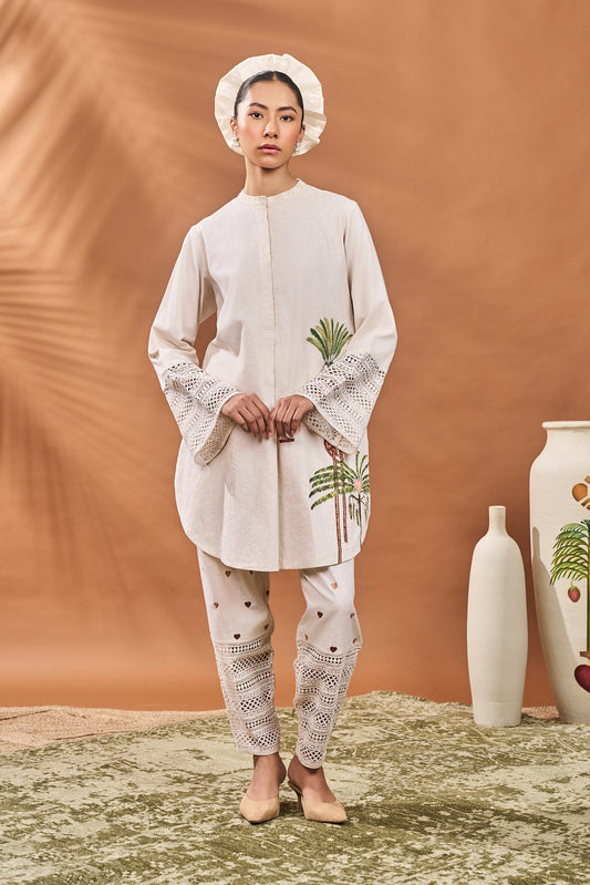 IVORY BLOOMING BOARD TUNIC SET