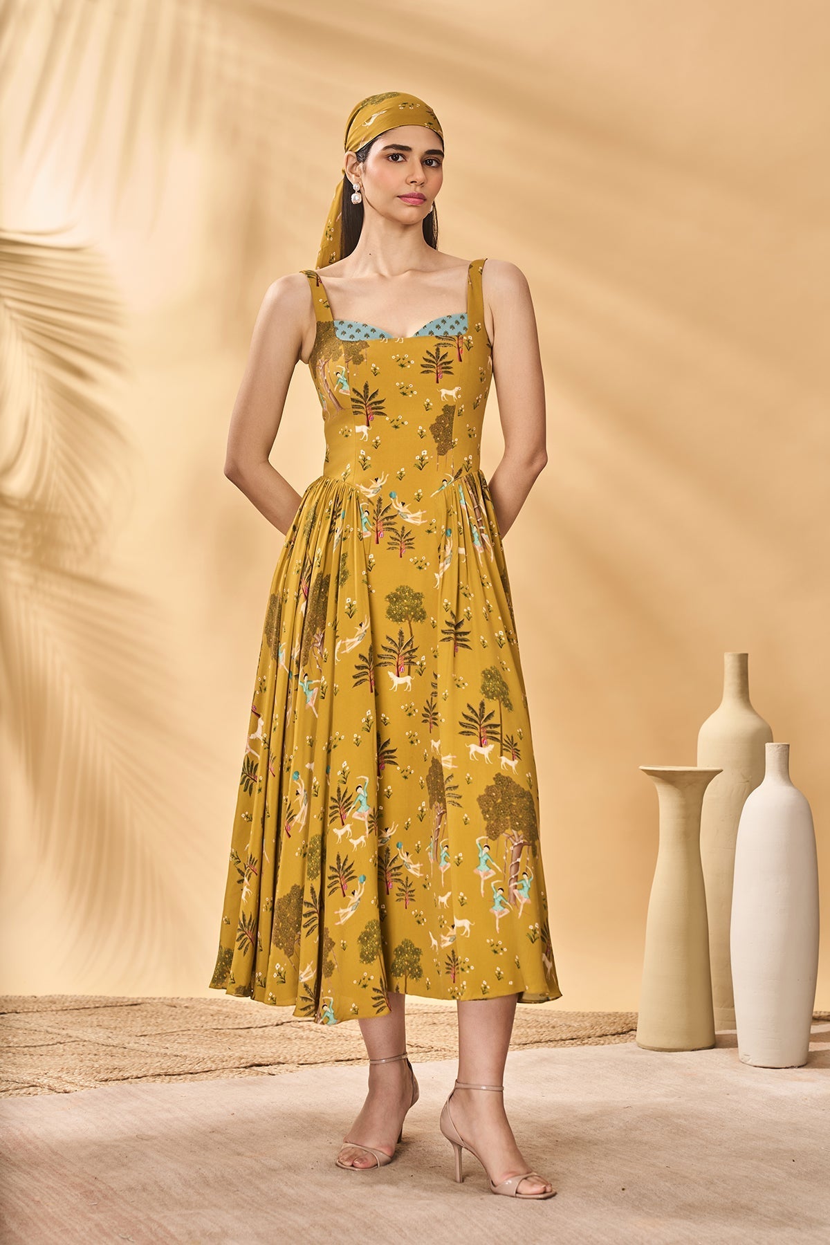 Mustard Pirouette Picnic Corset Dress