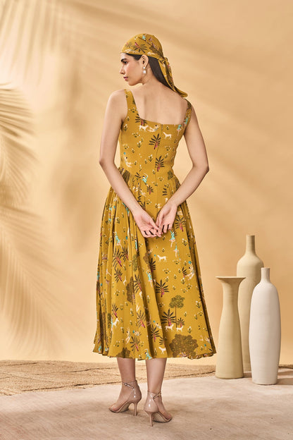 Mustard Pirouette Picnic Corset Dress