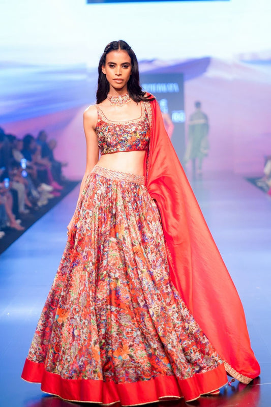 Surkh Laal  Lehenga with Blouse And Dupatta