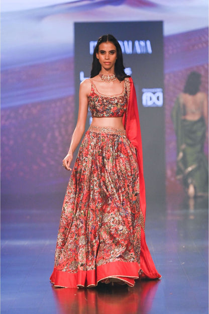 Surkh Laal  Lehenga with Blouse And Dupatta