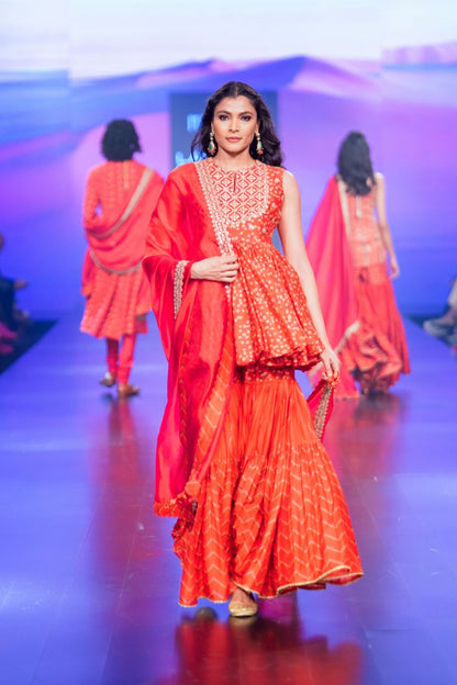 Surkh Laal Kedia Top Paired With Gharara & Dupatta