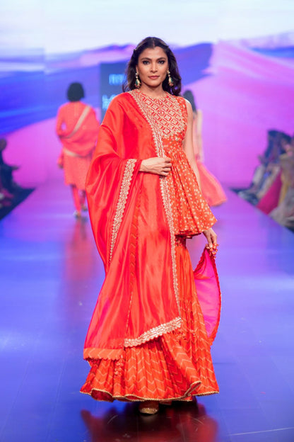Surkh Laal Kedia Top Paired With Gharara & Dupatta