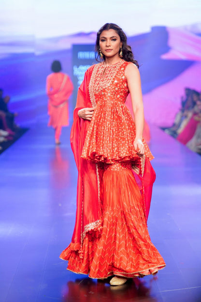 Surkh Laal Kedia Top Paired With Gharara & Dupatta