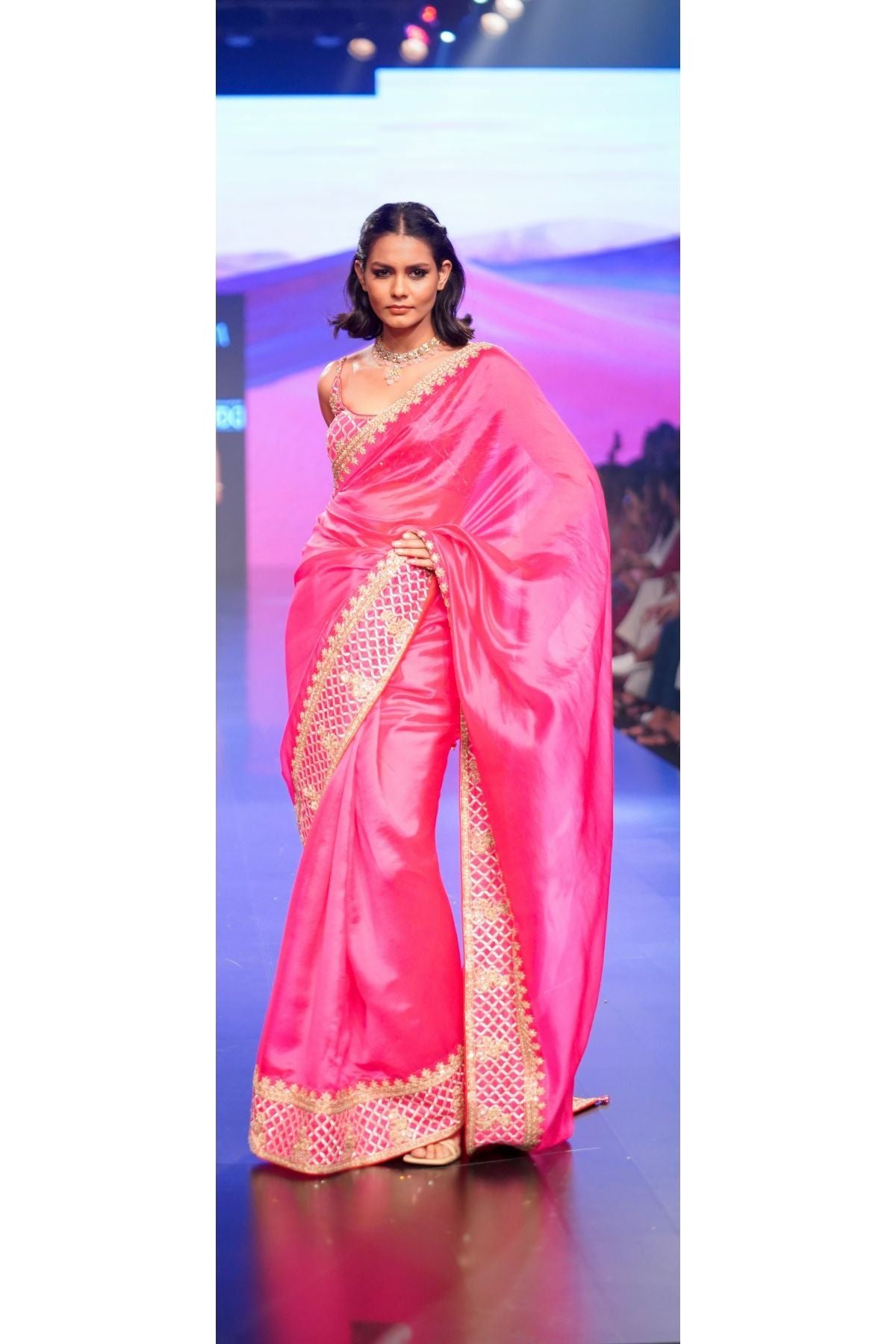 Gulaabi Gulaal Saree Hand Embroidered Saree Paired With heavy Blouse