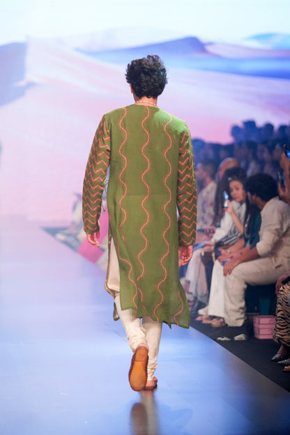 Bandhani Print Angarkha Style Kurta Set With Off Pants