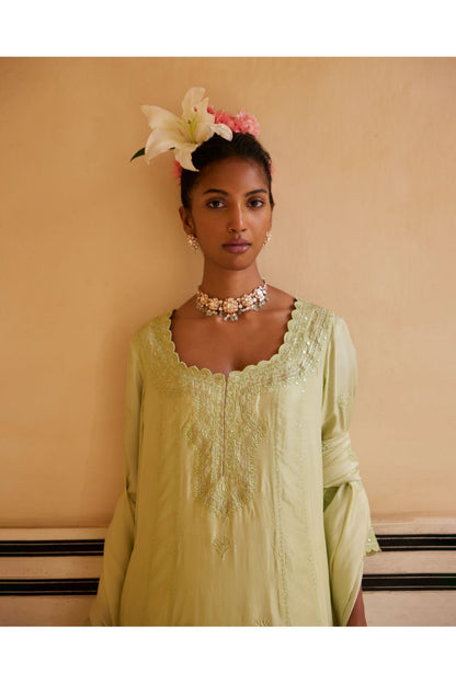 Mint Kurta Paired With Pants & Dupatta