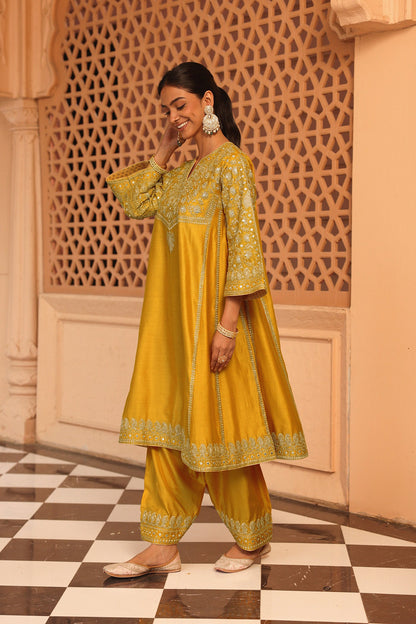 Aiman - Short Knee Length Choga with Salwar and Odhni