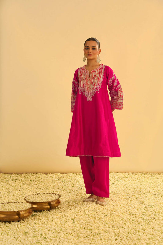 Mohsina - Hotpink Short Kalidaar Choga with Salwar