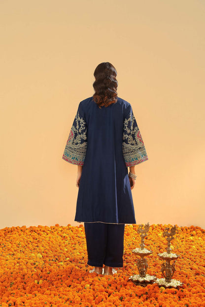Mohsina - Dark Blue Short Kalidaar Chauga with Salwar