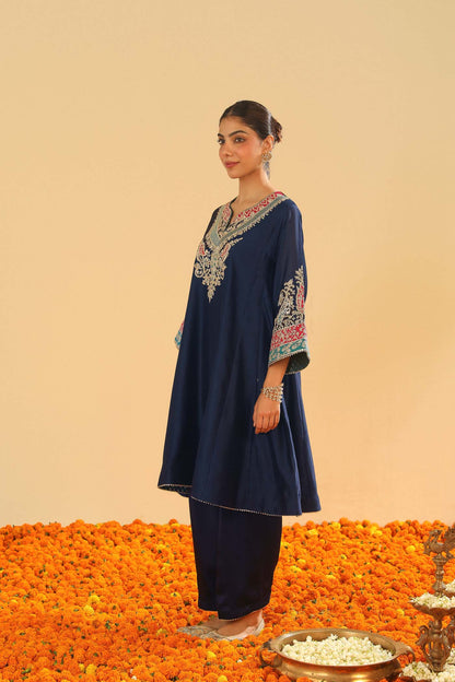 Mehrish - Dark Blue Short Kalidaar Chauga with Salwar