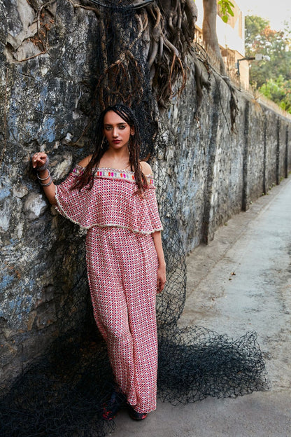 Printed Off-Shoulder Jumpsuit