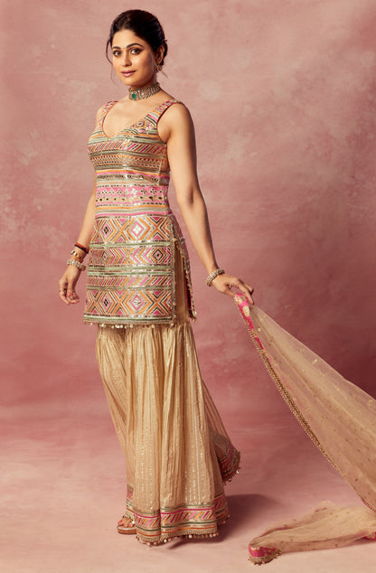 Shamita Shetty in Krishi Sharara Set