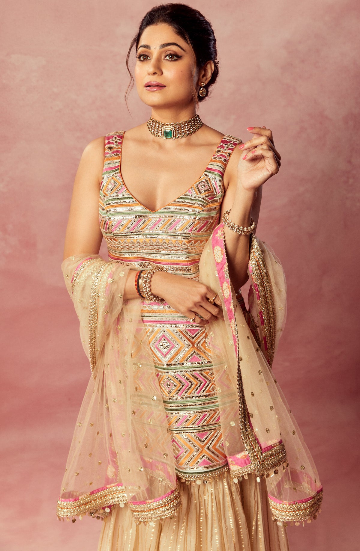 Shamita Shetty in Krishi Sharara Set