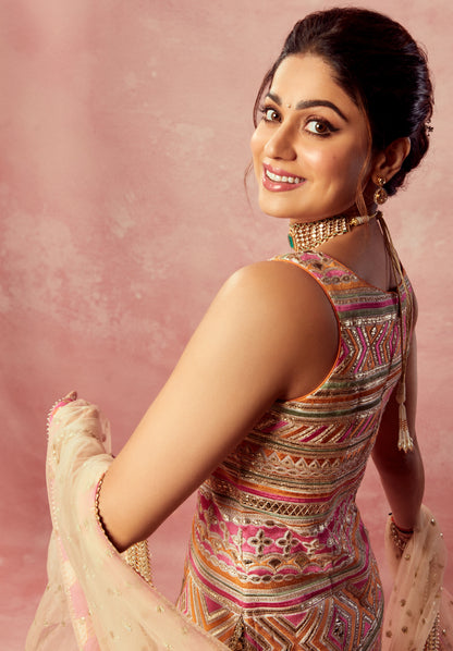Shamita Shetty in Krishi Sharara Set
