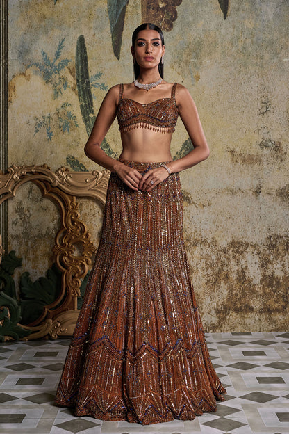 BURNT ORANGE EMBELLISHED MERMIAD SET