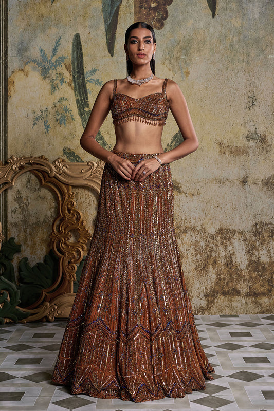 BURNT ORANGE EMBELLISHED MERMIAD SET