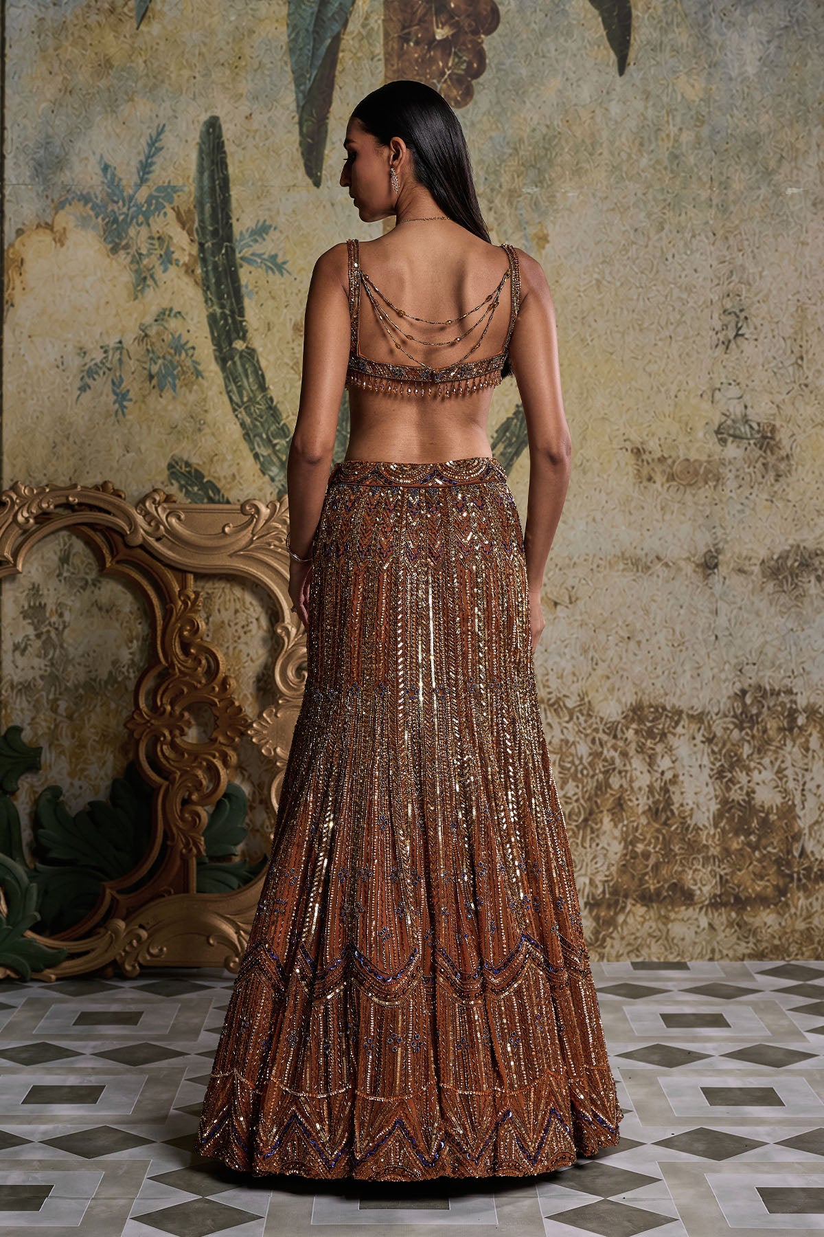 BURNT ORANGE EMBELLISHED MERMIAD SET