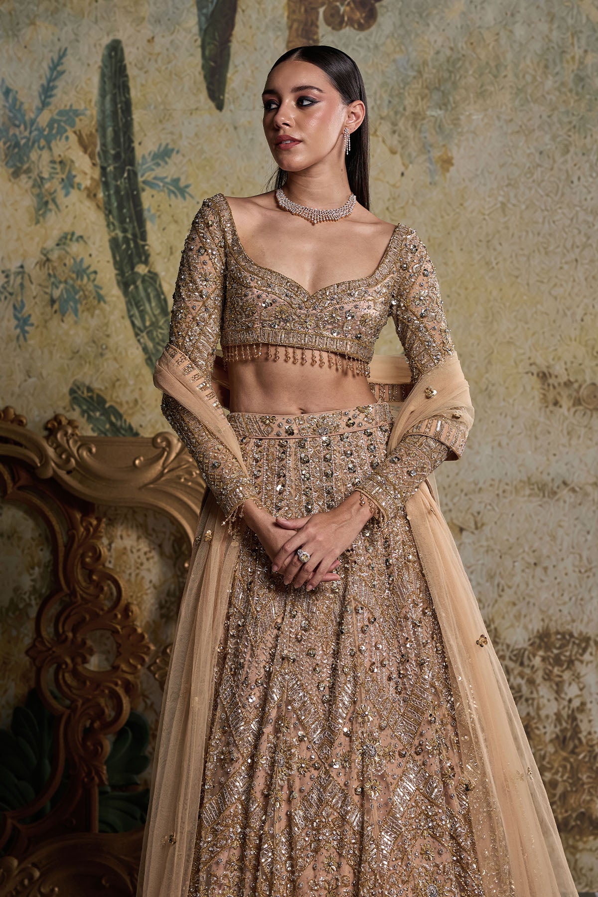 GOLD & SILVER  EMBELLISHED LEHENGA SET