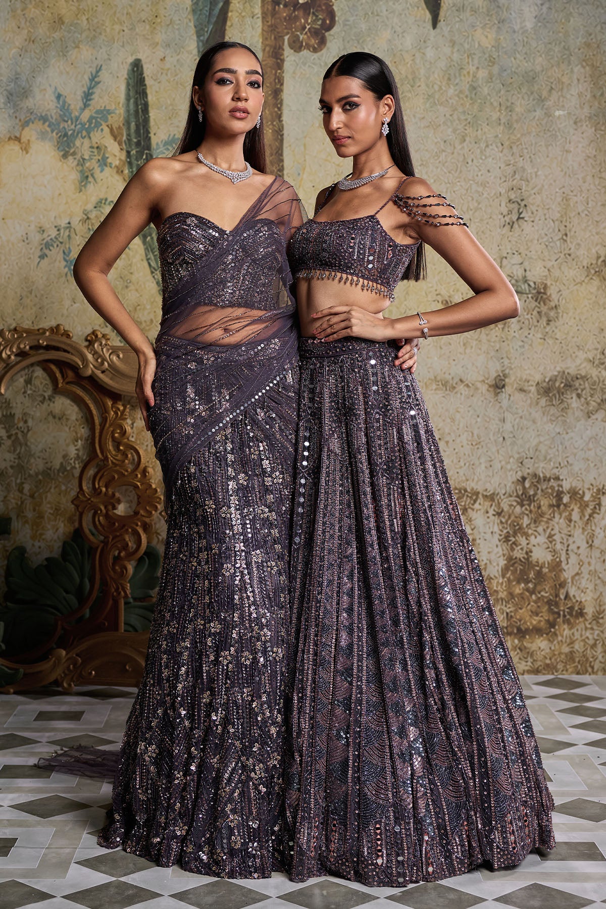 CHARCOL GREY EMBELLISHED LEHENGA SET