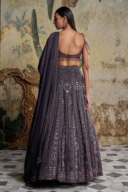 CHARCOL GREY EMBELLISHED LEHENGA SET