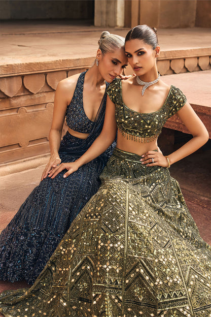 ALGAE GREEN EMBELLISHED LEHENGA SET