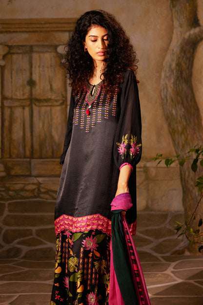 CHARCOAL SHARARA SET