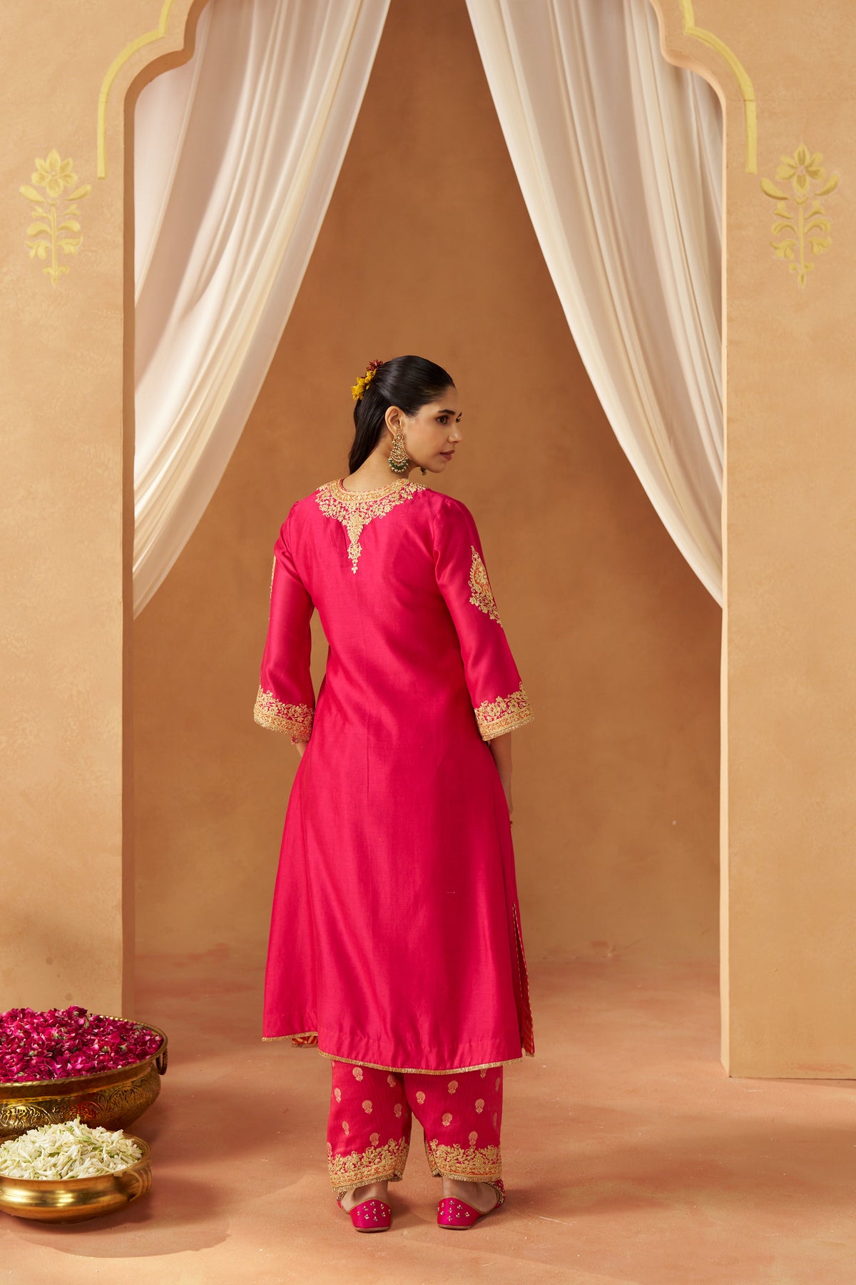 Liana - Hot Pink Long Chauga with Salwar & Dupatta