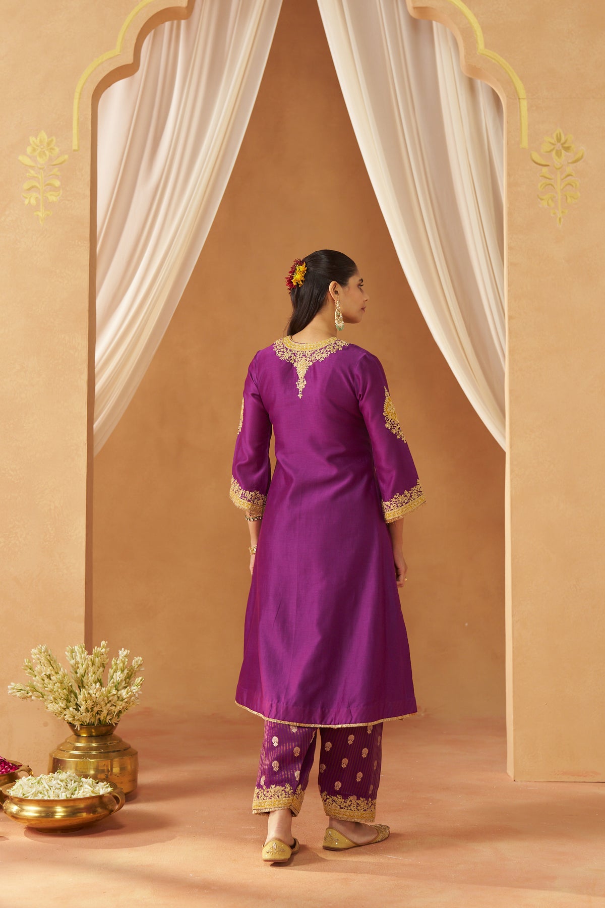 Liana - Deep Purple Long Chauga with Salwar & Dupatta
