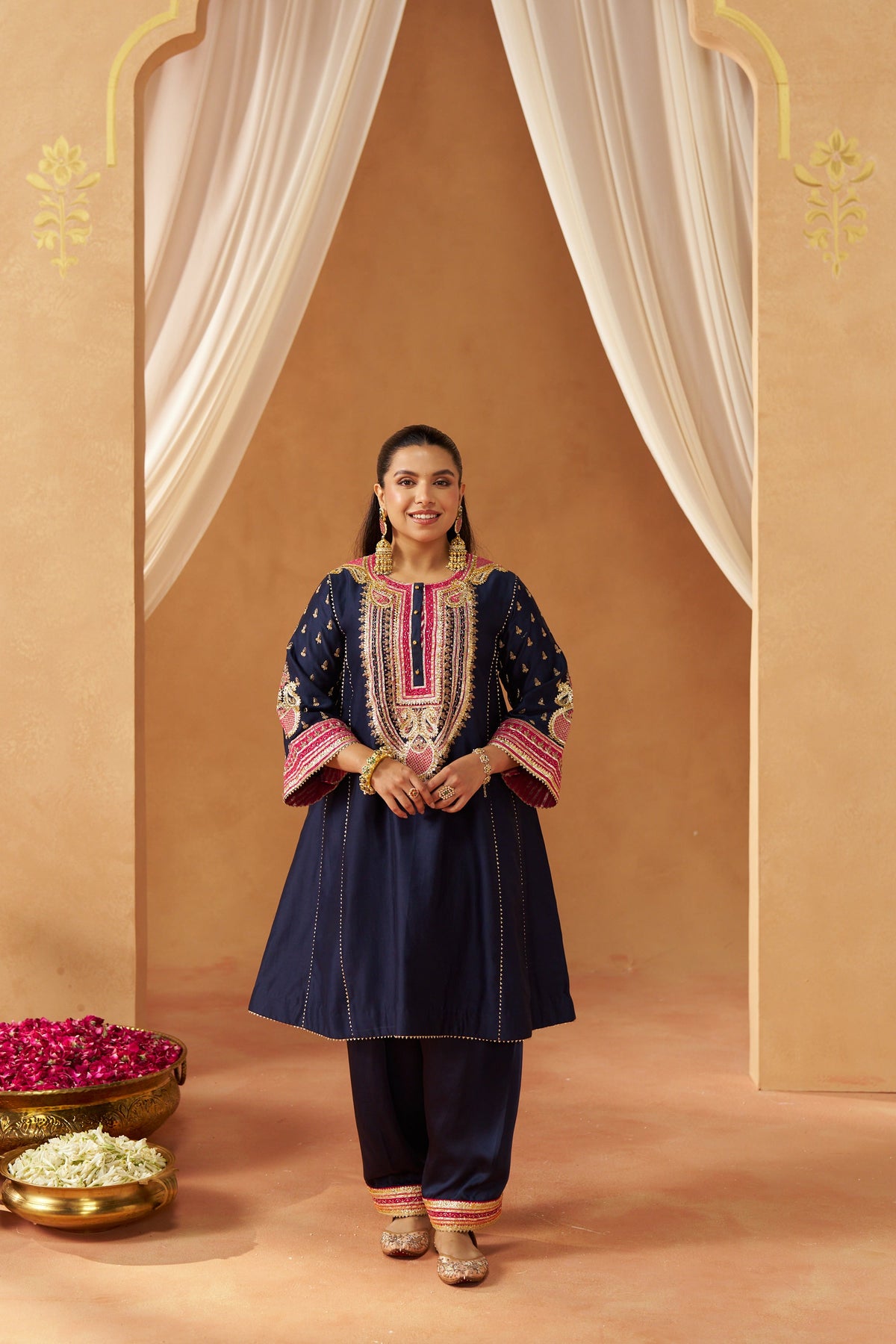Riva - Deep Blue Short Kalidaar Chauga with Salwar & Dupatta