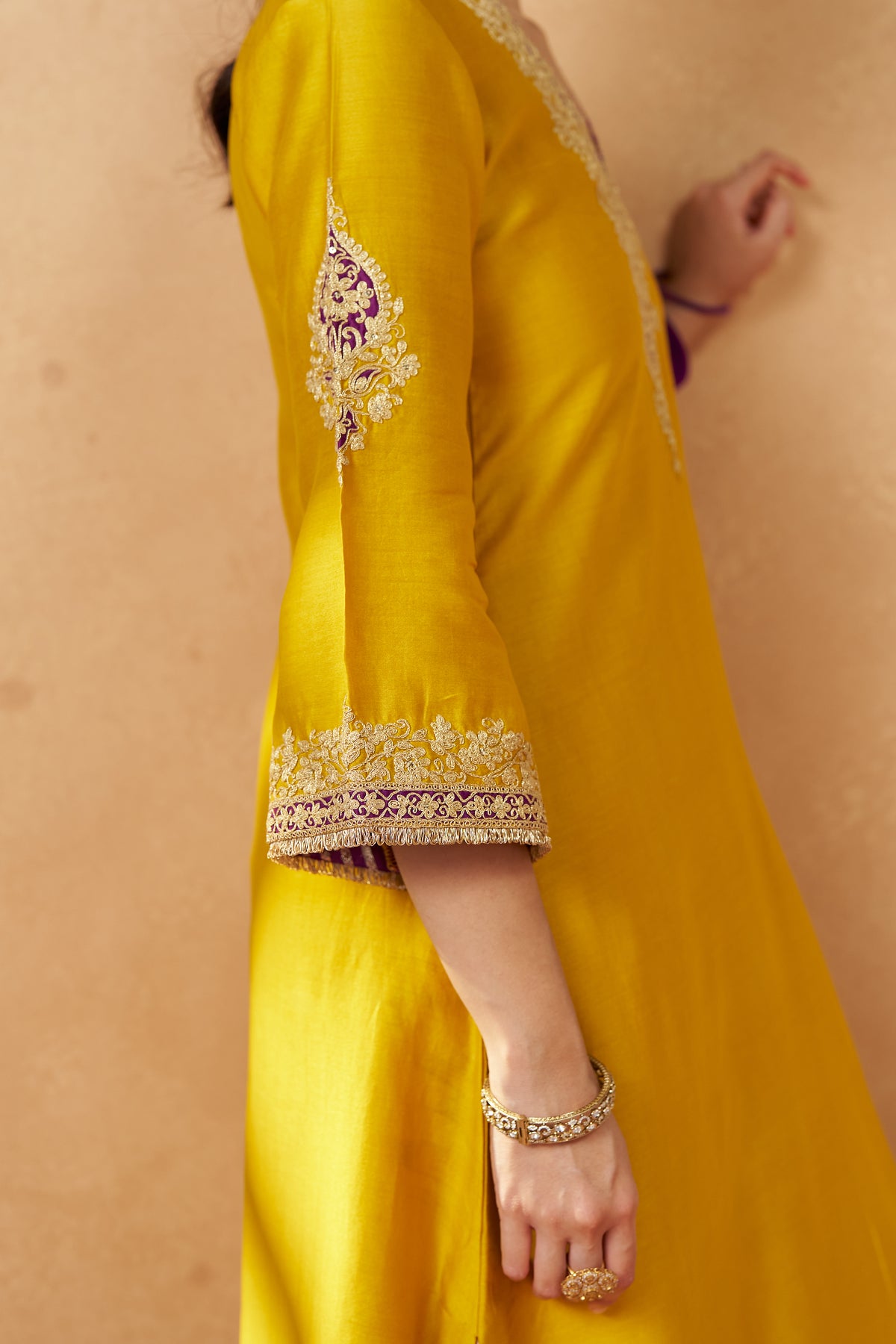 Liana - Mustard Long Chauga with Salwar & Dupatta