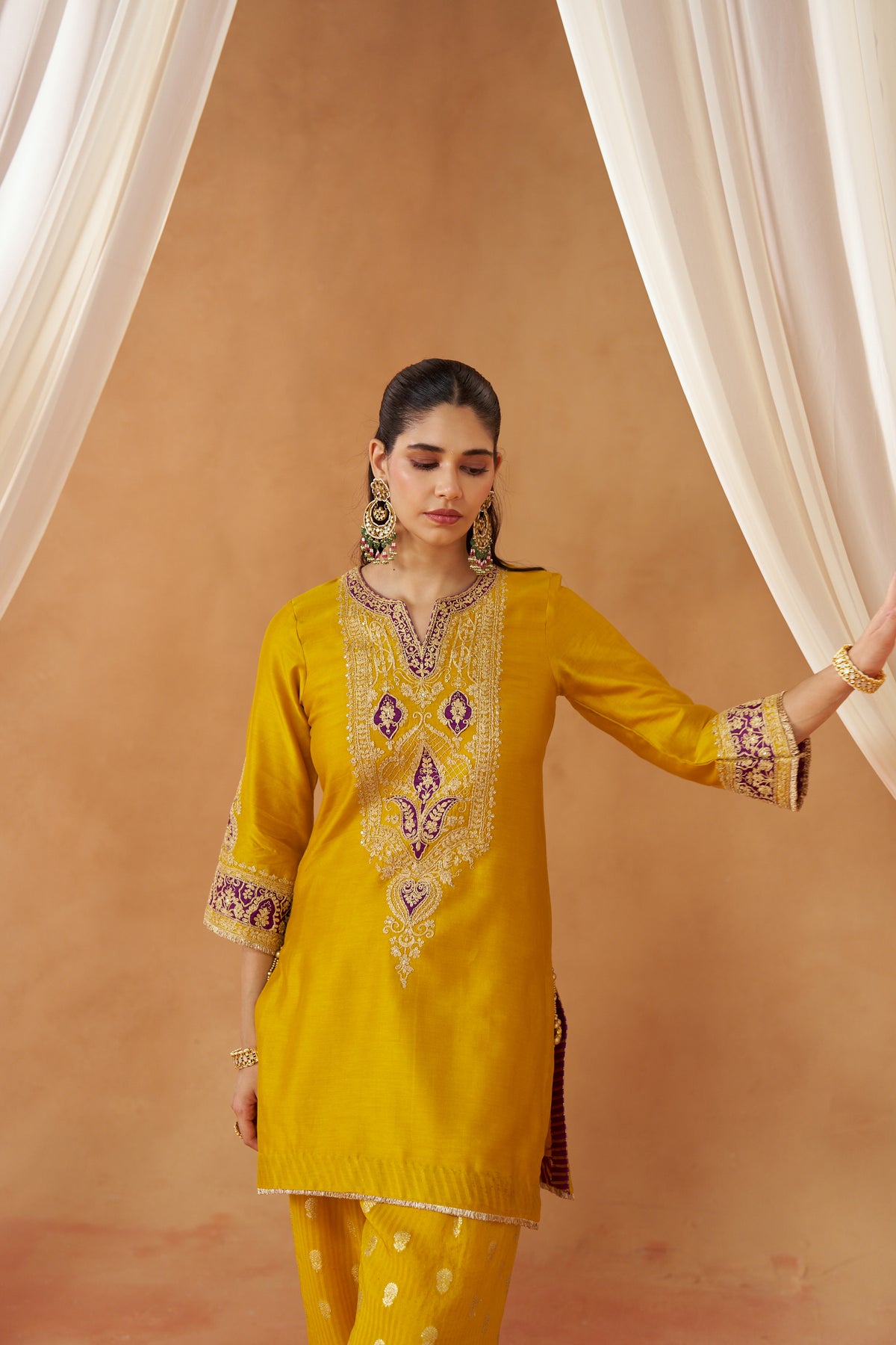 Adeela - Mustard Kurta with Salwar & Dupatta