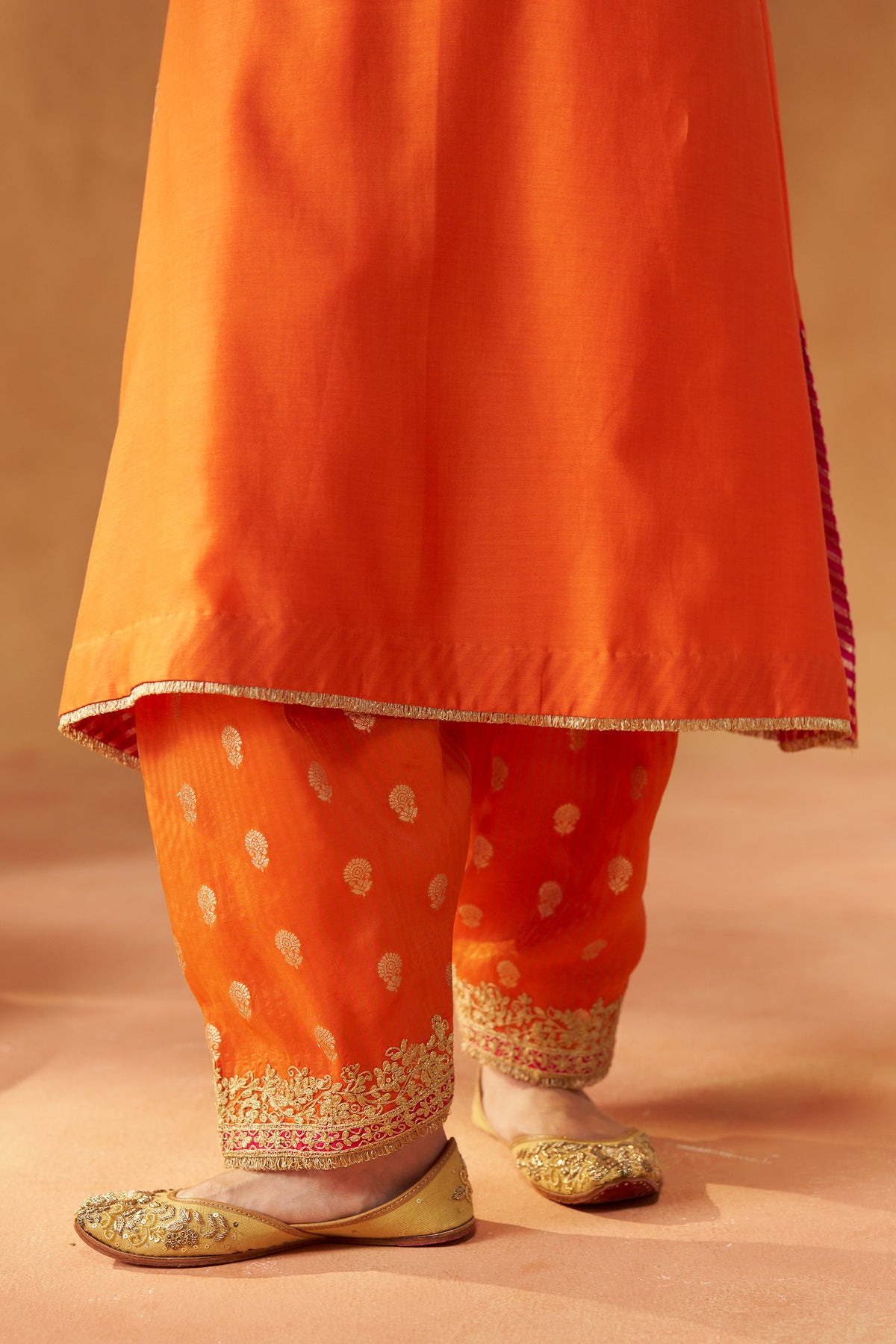 Liana - Burnt Orange Long Chauga with Salwar & Dupatta
