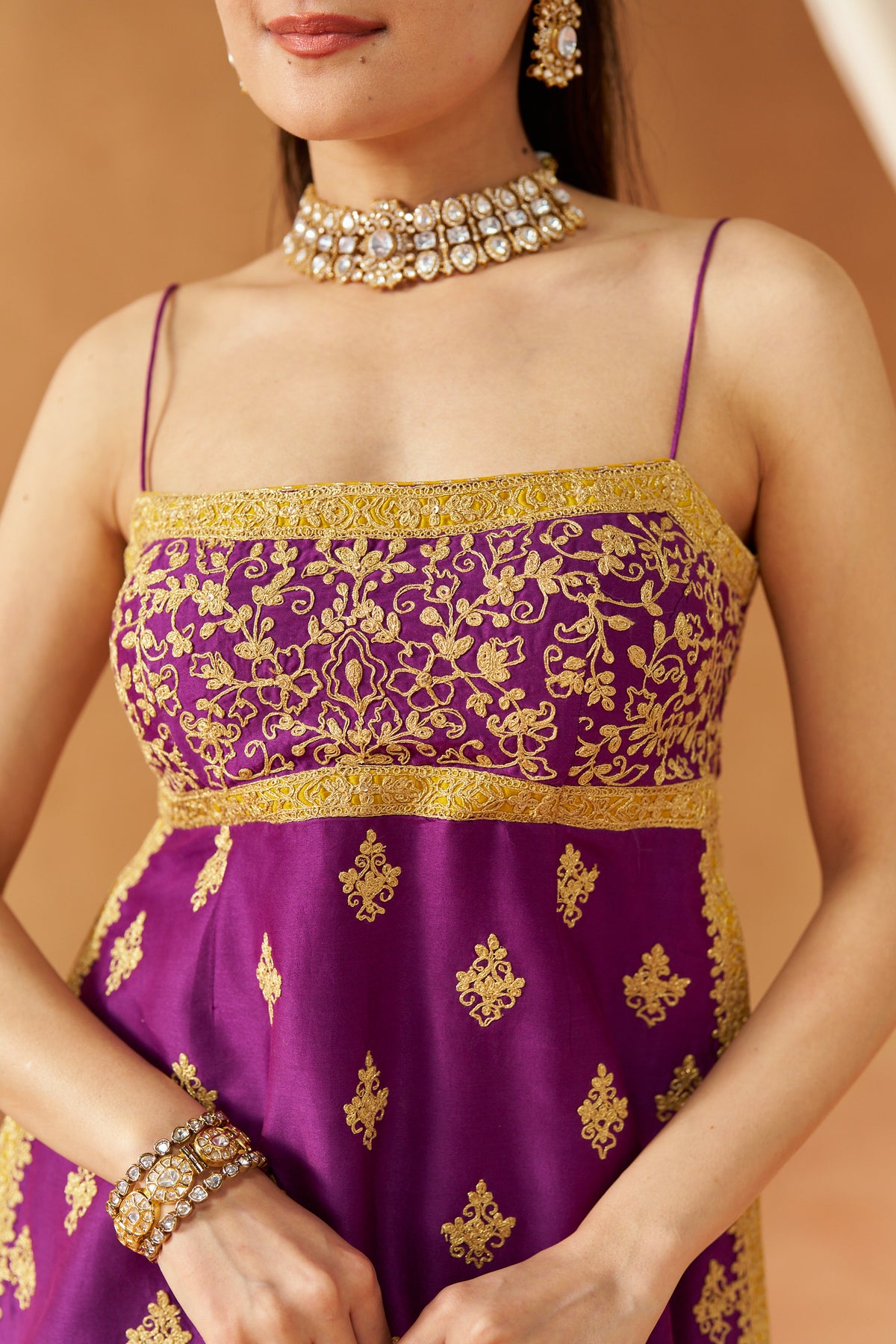 Najma - Deep Purple Kurta with Garara & Heavy Dupatta