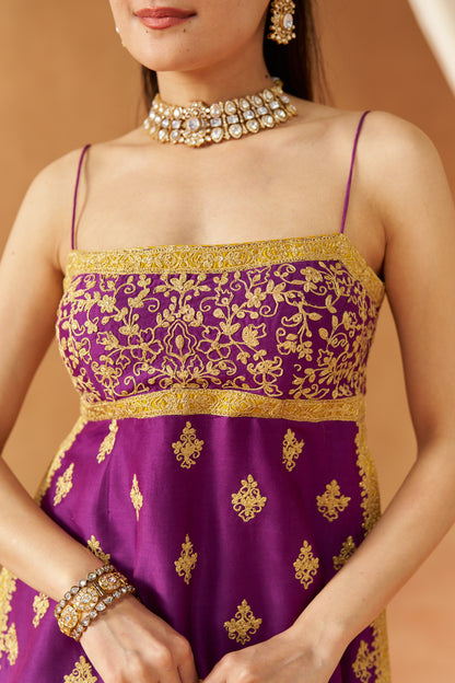 Najma - Deep Purple Kurta with Garara & Heavy Dupatta