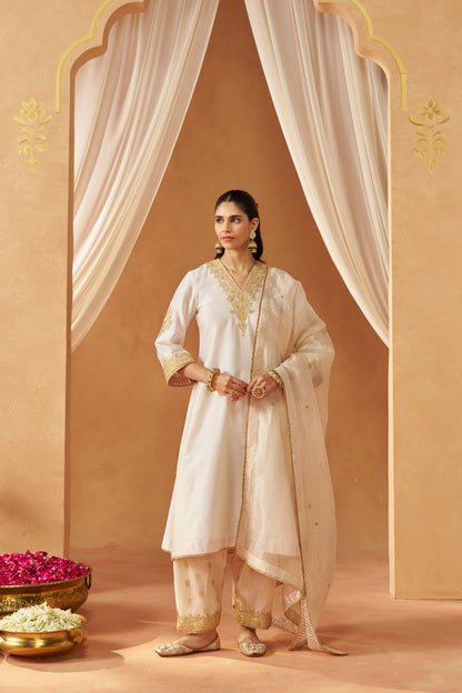 Liana - Daisy Ivory Long Chauga with Salwar & Dupatta