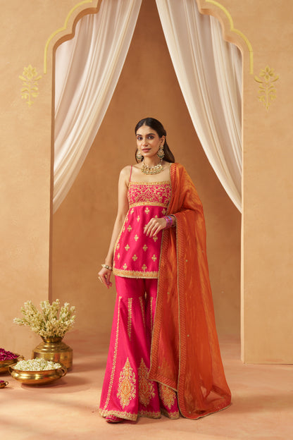 Najma - Hot Pink Kurta with Garara & Heavy Dupatta