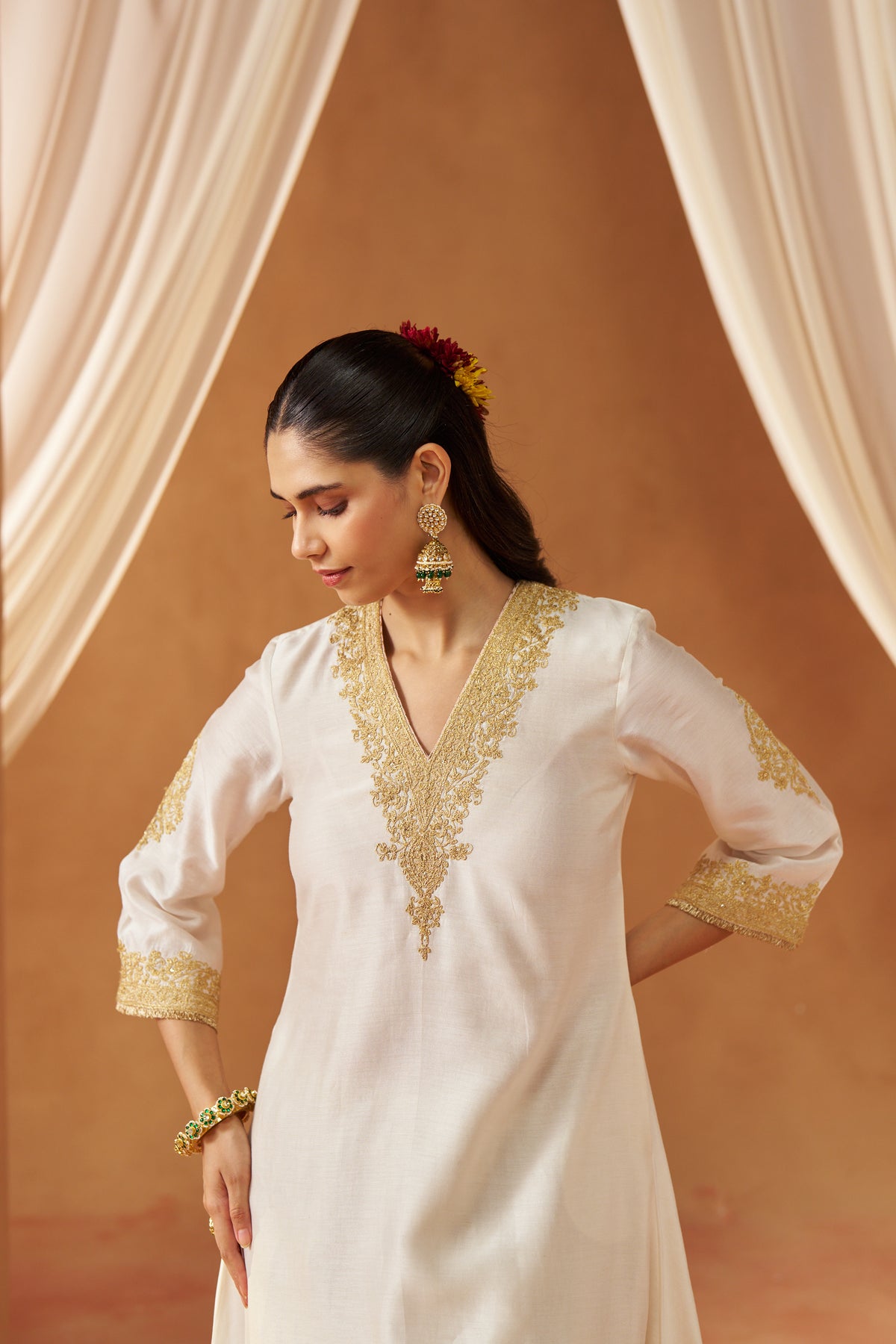 Liana - Daisy Ivory Long Chauga with Salwar & Dupatta