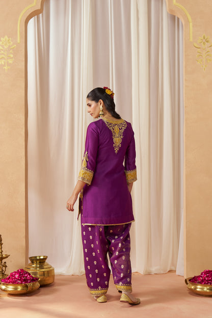 Adeela - Deep Purple Kurta with Salwar