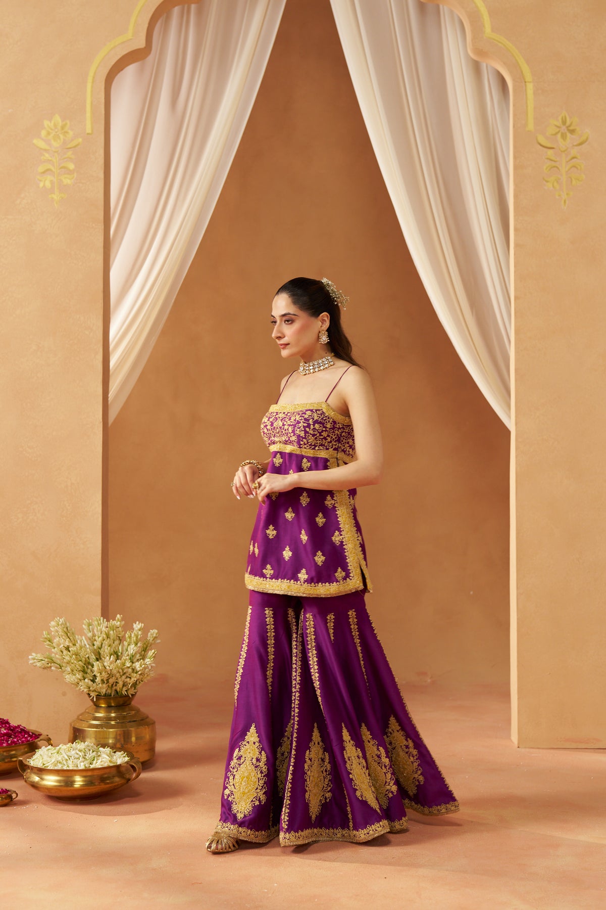 Najma - Deep Purple Kurta with Garara & Heavy Dupatta