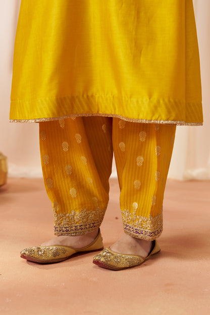 Liana - Mustard Long Chauga with Salwar & Dupatta