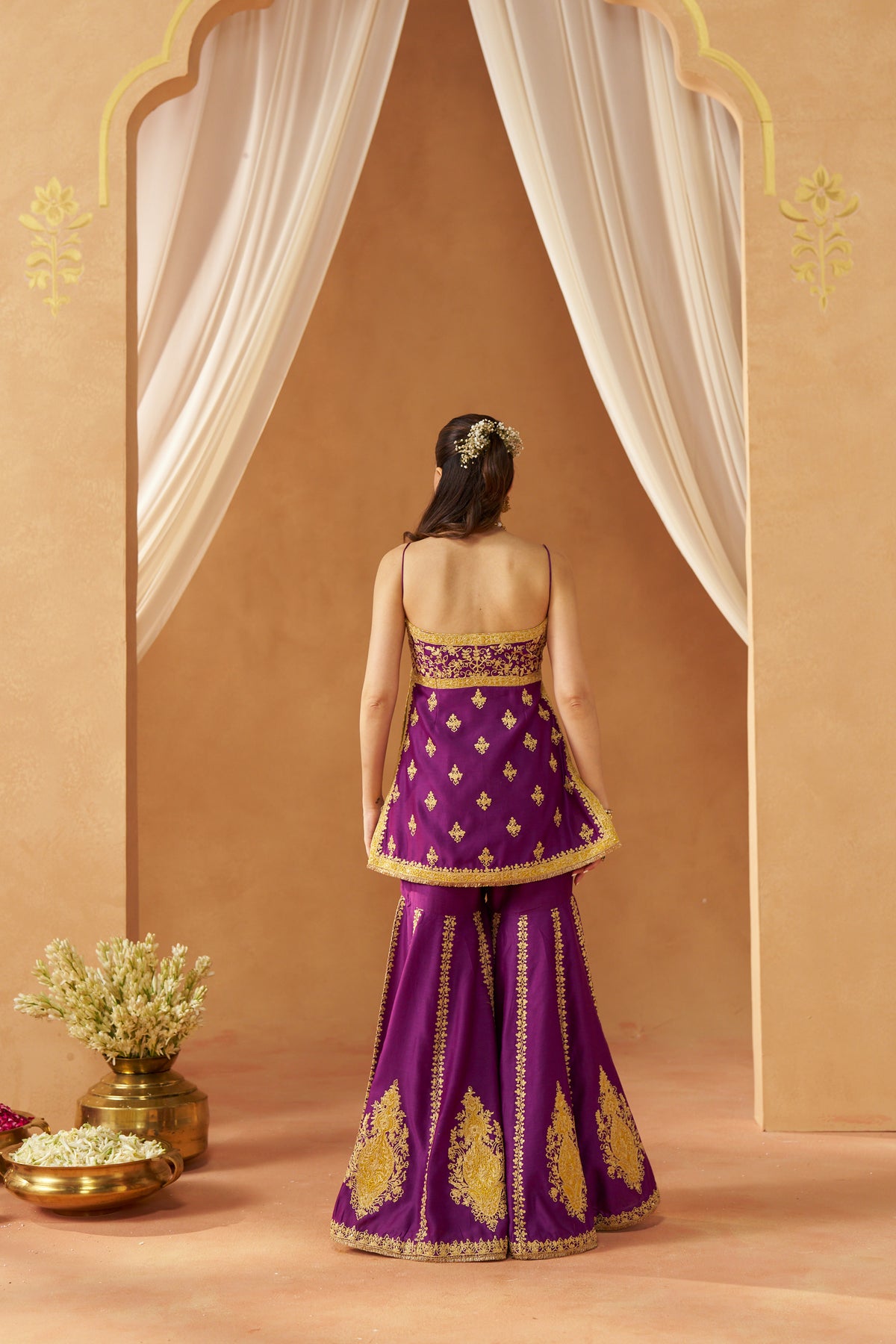 Najma - Deep Purple Kurta with Garara & Heavy Dupatta