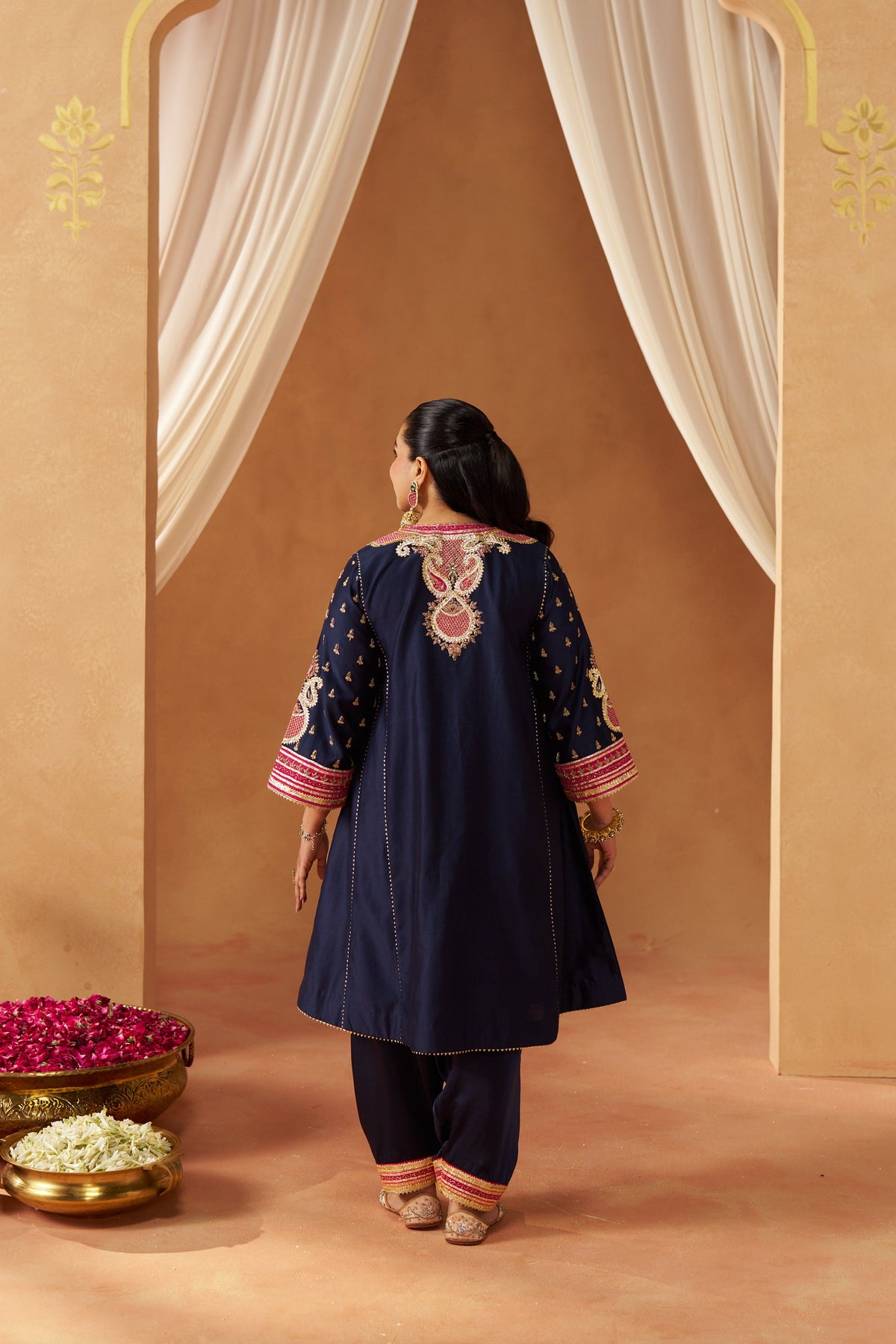Riva - Deep Blue Short Kalidaar Chauga with Salwar & Dupatta