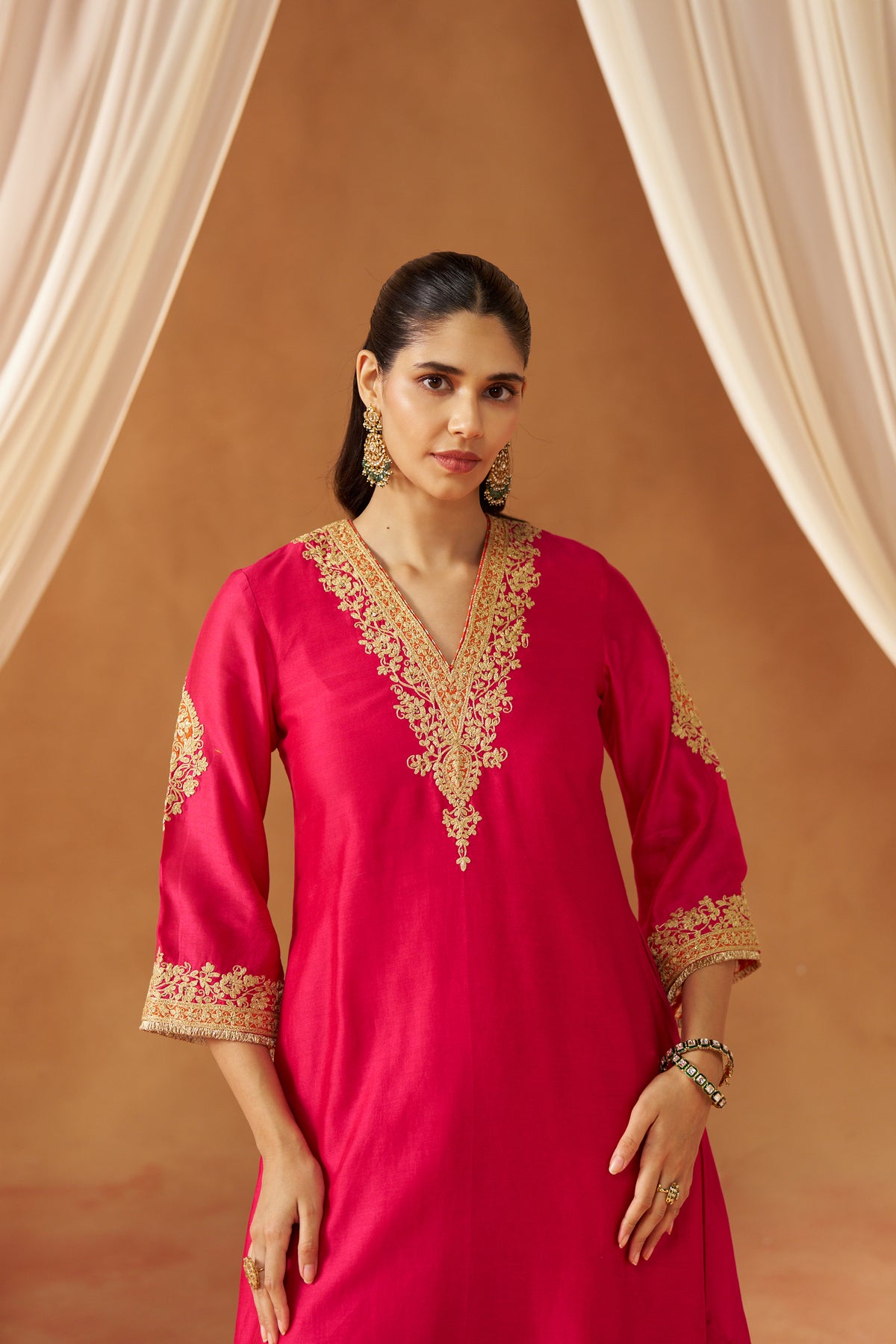 Liana - Hot Pink Long Chauga with Salwar & Dupatta